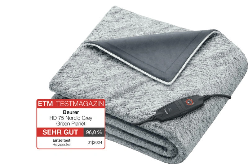 Vyhřívaná deka BEURER HD75Nordic tmavě šedá luxusní hebký povrch - Obrázek 5